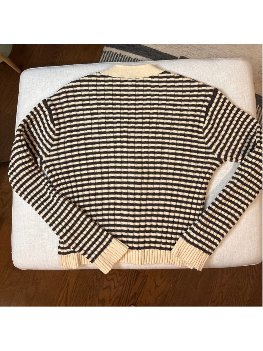 THE GREAT. Mini Striped Cardigan Woodsmoke Cream Size 0  “Very Good Pre-Owned Co - Picture 8 of 8